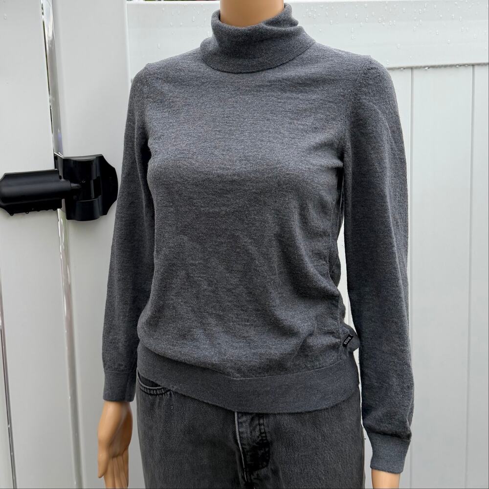 Hugo Boss 100% Virgin Wool Lightweight Sweater Grey Turtleneck Roll Neck Large